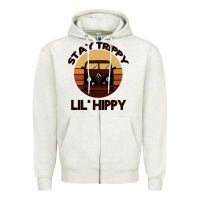 Oatmeal Heather Stay Trippy Lil Hippy Zipper Hoodie - Bettercallsaul