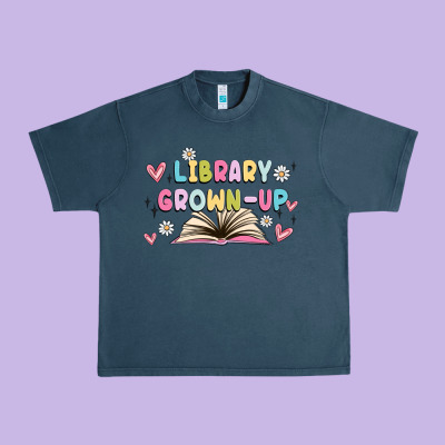 Library Grown Up Urban Heavy Tee Designed By Maliassmallbusiness