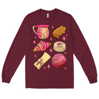 Burgundy mexican pan dulce Long Sleeve Tee - MaliasSmallBusiness
