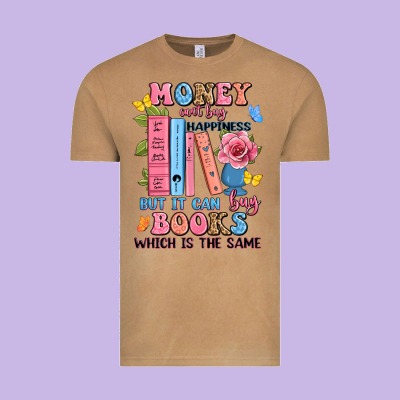 Money Can't Buy Happiness But It Can Buy Books Whi Vintage Tee Designed By Jahusdesignshop