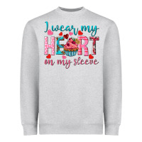 Heather Grey i wear my heart on my sleeve Heavyweight Sweatshirt - NancyCooperArtShop