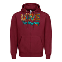 Burgundy love thanksgiving turkey Zipper Hoodie - RanaPortraitStore