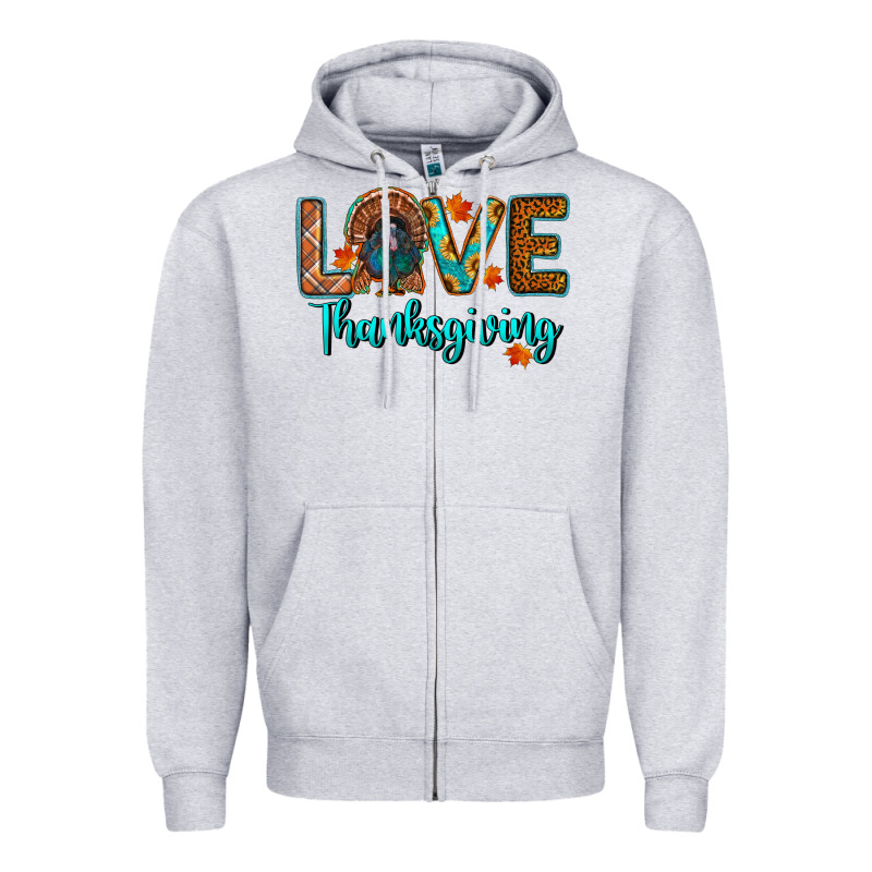 Love Thanksgiving Turkey Zipper Hoodie by RanaPortraitStore | Teevron