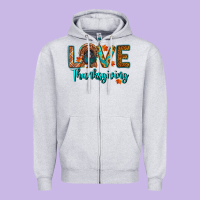 Love Thanksgiving Turkey Zipper Hoodie Designed By Ranaportraitstore