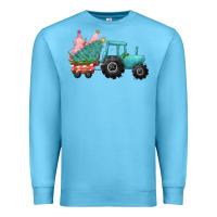 Ocean Blue Christmas tree tractor Premium Sweatshirt - CowGirlArtShop