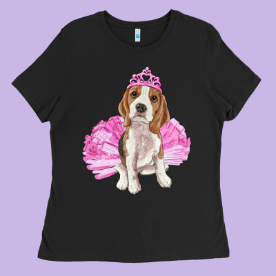 Balerina Beagle With Tutu Ladies Tee Designed By Ranaportraitstore