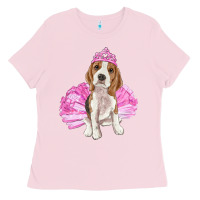 Bubblegum Pink Balerina beagle with tutu Ladies Tee - RanaPortraitStore