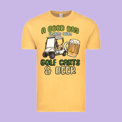 A God Day Starts With Golf Carts And Beer Vintage Tee Designed By Maliassmallbusiness