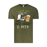 Vintage Olive a god day starts with golf carts and beer Vintage Tee - MaliasSmallBusiness