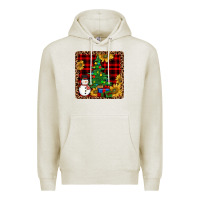 Oatmeal Heather snowman trees coaster Premium Hoodie - JahusDesignShop