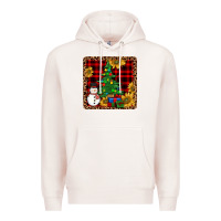 Pale Pink snowman trees coaster Premium Hoodie - JahusDesignShop