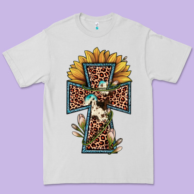 Leopard Cross  Sunflower Premium Tee Designed By Jahusdesignshop