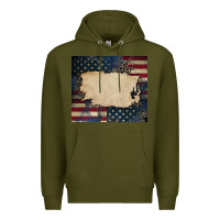 Army Green American flag add your text Premium Hoodie - CowGirlArtShop