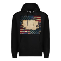 Black American flag add your text Premium Hoodie - CowGirlArtShop