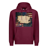 Burgundy American flag add your text Premium Hoodie - CowGirlArtShop