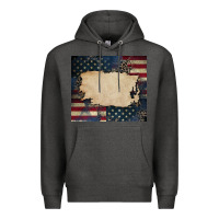 Charcoal Heather American flag add your text Premium Hoodie - CowGirlArtShop