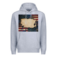 Heather Grey American flag add your text Premium Hoodie - CowGirlArtShop