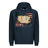 Navy American flag add your text Premium Hoodie - CowGirlArtShop