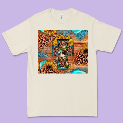 Leopard Cross Sunflower Premium Tee Designed By Jahusdesignshop