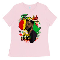 Bubblegum Pink free ish since 1865 black man Ladies Tee - HRA Design Shop
