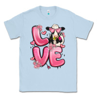 Dusty Blue love cow valentine's day Classic Tee - MaliasSmallBusiness