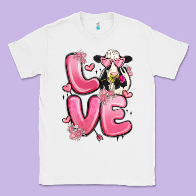 Love Cow Valentine's Day Classic Tee Designed By Maliassmallbusiness