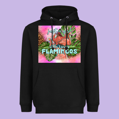 Just A Girl Who Loves Flamingo Heavyweight Hoodie Designed By Tumblerdesignbyshophia