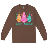 Chestnut merry christmas glitter trees Long Sleeve Tee - MaliasSmallBusiness
