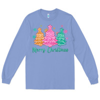 Colony Blue merry christmas glitter trees Long Sleeve Tee - MaliasSmallBusiness