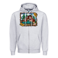 Heather Grey western barn with farm animals Zipper Hoodie - RanaPortraitStore