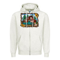 Oatmeal Heather western barn with farm animals Zipper Hoodie - RanaPortraitStore