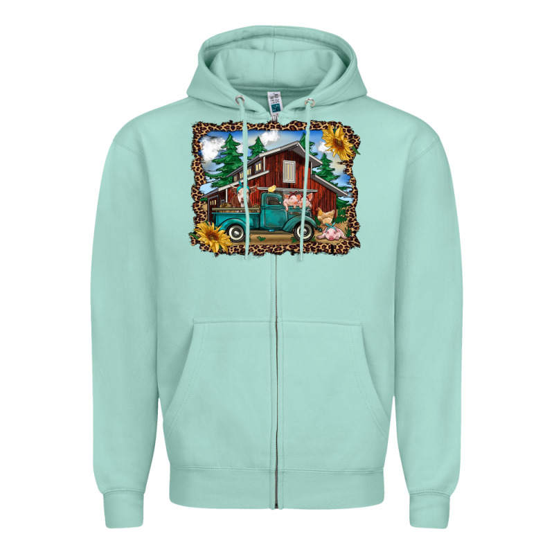 Western Barn With Farm Animals Zipper Hoodie by RanaPortraitStore | Teevron