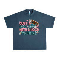 Midnight Navy just a good mom with a hood playlist Urban Heavy Tee - MaliasSmallBusiness