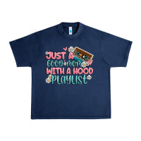 Navy just a good mom with a hood playlist Urban Heavy Tee - MaliasSmallBusiness