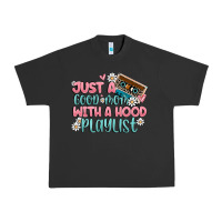 Pigment Black just a good mom with a hood playlist Urban Heavy Tee - MaliasSmallBusiness