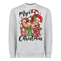 Heather Grey my first christmas cute christmas sloth Heavyweight Sweatshirt - MaliasSmallBusiness
