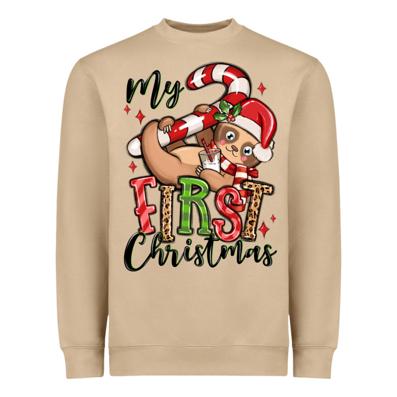My First Christmas Cute Christmas Sloth Heavyweight Sweatshirt by MaliasSmallBusiness | Teevron