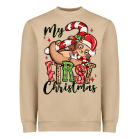 Mushroom my first christmas cute christmas sloth Heavyweight Sweatshirt - MaliasSmallBusiness