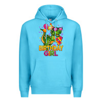 Ocean Blue 4th birthday girl t rex pink Premium Hoodie - CowGirlArtShop