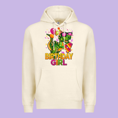 4th Birthday Girl T Rex Pink Premium Hoodie Designed By Cowgirlartshop