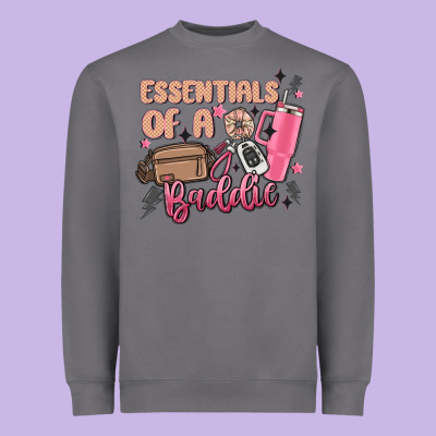 Essentials Of A Baddie Heavyweight Sweatshirt Designed By Maliassmallbusiness