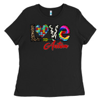 Black love autism Ladies Tee - CowhideDigitalArt