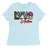 Baby Blue love autism Ladies Tee - CowhideDigitalArt