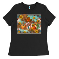 Black Fall heifer cow Ladies Tee - RanaPortraitStore