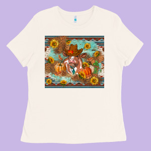 Fall Heifer Cow Ladies Tee Designed By Ranaportraitstore