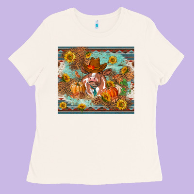 Fall Heifer Cow Ladies Tee Designed By Ranaportraitstore