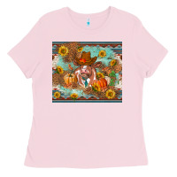 Bubblegum Pink Fall heifer cow Ladies Tee - RanaPortraitStore