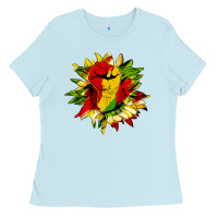 Baby Blue juneteenth sunflower Ladies Tee - HRA Design Shop