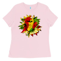 Bubblegum Pink juneteenth sunflower Ladies Tee - HRA Design Shop