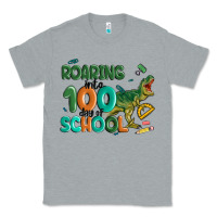Heather Grey roaring into 100 day of school Classic Tee - MaliasSmallBusiness